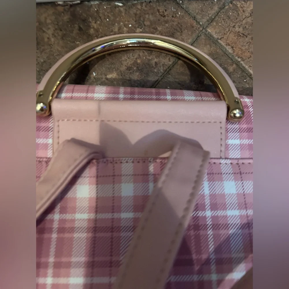 Pink plaid gingham coquette Lolita backpack cottage bag cosplay purse hot topic - Picture 8 of 9